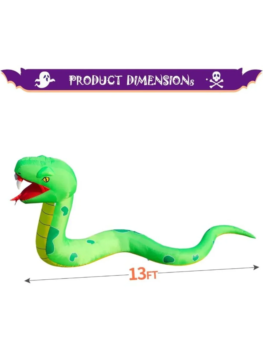 Giant 13FT Inflatable Halloween Snake Decoration with LED Lights for Yard